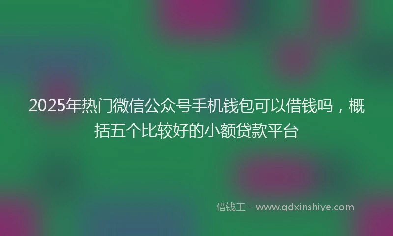 2025年热门微信公众号手机钱包可以借钱吗，概括五个比较好的小额贷款平台