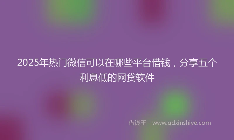 2025年热门微信可以在哪些平台借钱，分享五个利息低的网贷软件