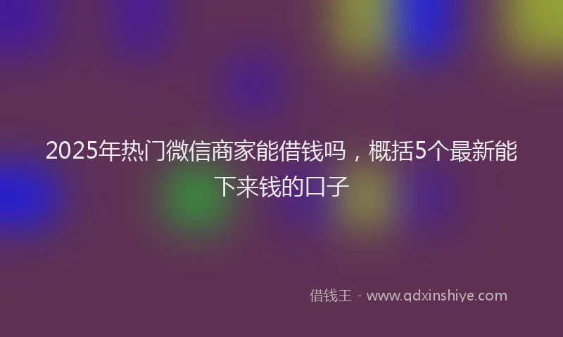 2025年热门微信商家能借钱吗，概括5个最新能下来钱的口子