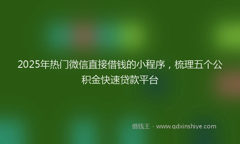 2025年热门微信直接借钱的小程序，梳理五个公积金快速贷款平台
