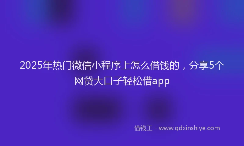 2025年热门微信小程序上怎么借钱的，分享5个网贷大口子轻松借app