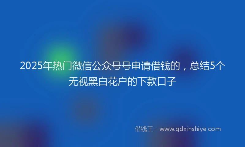 2025年热门微信公众号号申请借钱的，总结5个无视黑白花户的下款口子