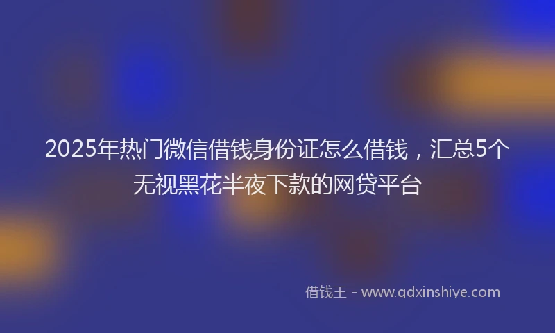 2025年热门微信借钱身份证怎么借钱，汇总5个无视黑花半夜下款的网贷平台