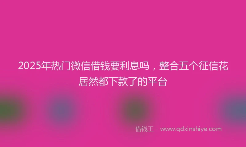 2025年热门微信借钱要利息吗，整合五个征信花居然都下款了的平台