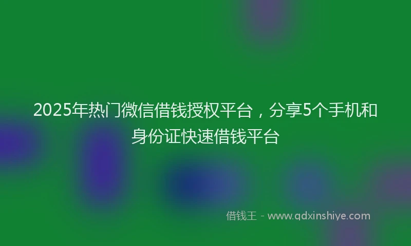 2025年热门微信借钱授权平台，分享5个手机和身份证快速借钱平台