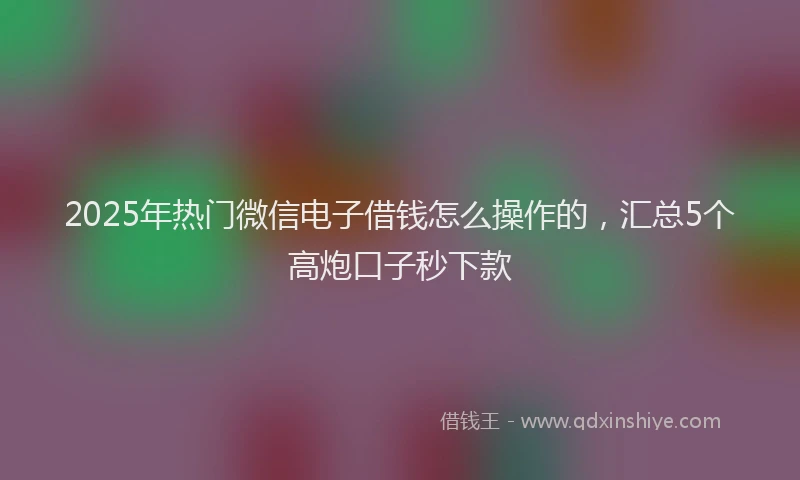 2025年热门微信电子借钱怎么操作的，汇总5个高炮口子秒下款