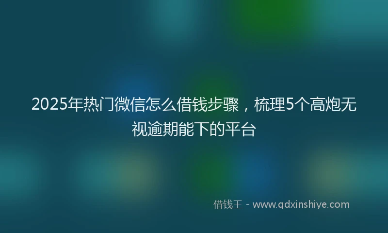 2025年热门微信怎么借钱步骤，梳理5个高炮无视逾期能下的平台