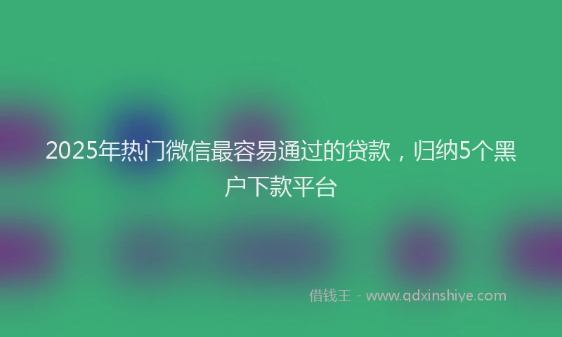 2025年热门微信最容易通过的贷款，归纳5个黑户下款平台