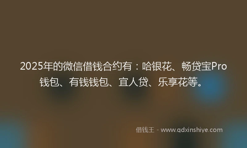 2025年的微信借钱合约有：哈银花、畅贷宝Pro钱包、有钱钱包、宜人贷、乐享花等。