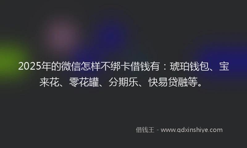 2025年的微信怎样不绑卡借钱有：琥珀钱包、宝来花、零花罐、分期乐、快易贷融等。