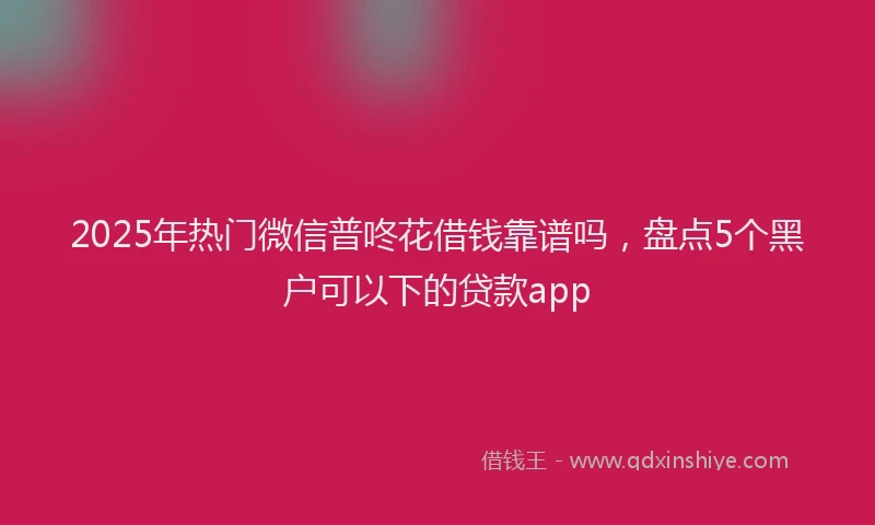 2025年热门微信普咚花借钱靠谱吗，盘点5个黑户可以下的贷款app