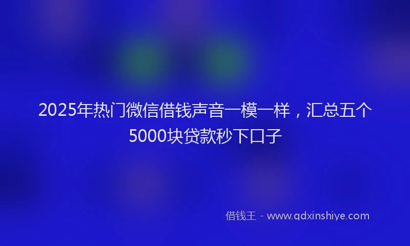 2025年热门微信借钱声音一模一样，汇总五个5000块贷款秒下口子