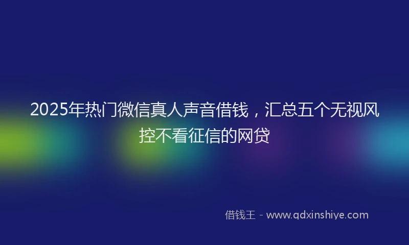 2025年热门微信真人声音借钱，汇总五个无视风控不看征信的网贷