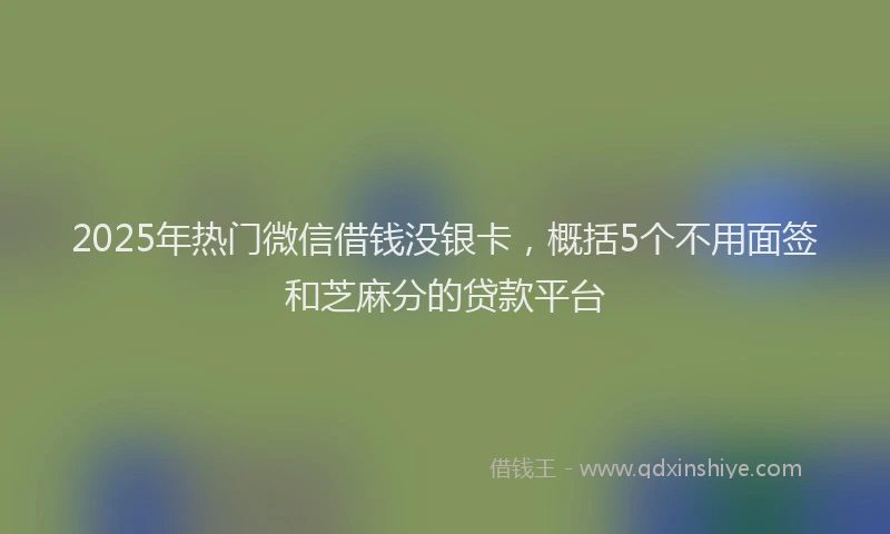 2025年热门微信借钱没银卡，概括5个不用面签和芝麻分的贷款平台