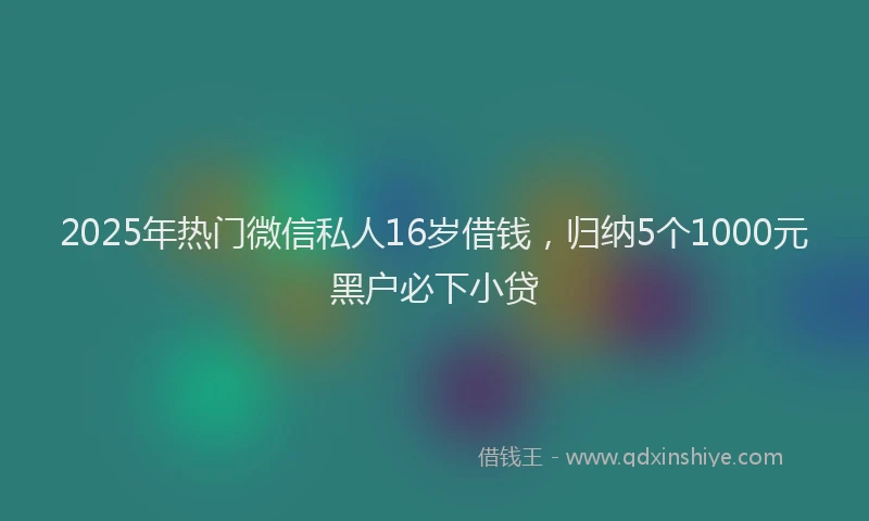 2025年热门微信私人16岁借钱，归纳5个1000元黑户必下小贷