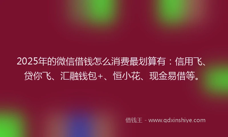 2025年的微信借钱怎么消费最划算有：信用飞、贷你飞、汇融钱包+、恒小花、现金易借等。