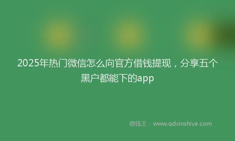 2025年热门微信怎么向官方借钱提现，分享五个黑户都能下的app