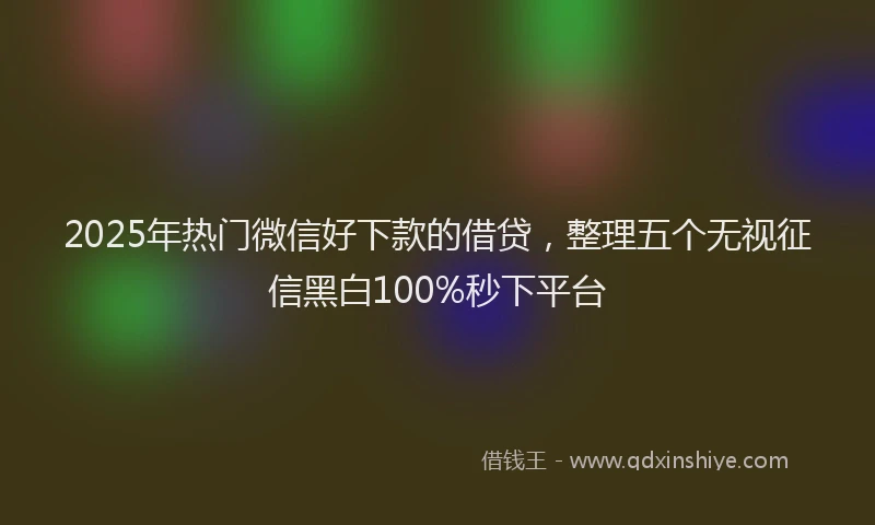 2025年热门微信好下款的借贷，整理五个无视征信黑白100%秒下平台