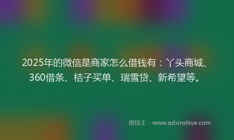 2025年的微信是商家怎么借钱有：丫头商城、360借条、桔子买单、瑞雪贷、新希望等。