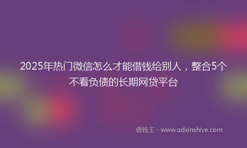 2025年热门微信怎么才能借钱给别人，整合5个不看负债的长期网贷平台