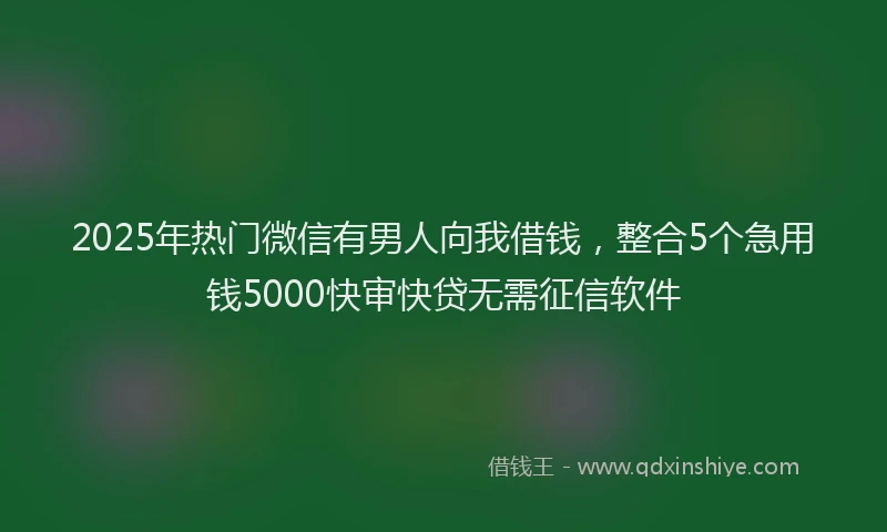 2025年热门微信有男人向我借钱，整合5个急用钱5000快审快贷无需征信软件
