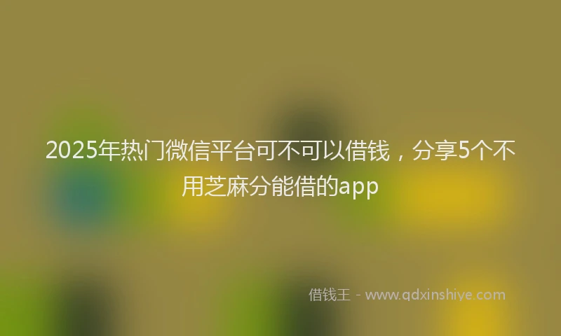 2025年热门微信平台可不可以借钱，分享5个不用芝麻分能借的app