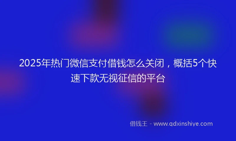 2025年热门微信支付借钱怎么关闭，概括5个快速下款无视征信的平台
