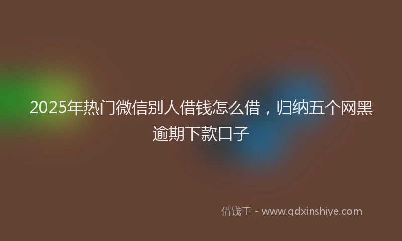 2025年热门微信别人借钱怎么借，归纳五个网黑逾期下款口子