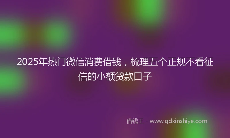 2025年热门微信消费借钱，梳理五个正规不看征信的小额贷款口子