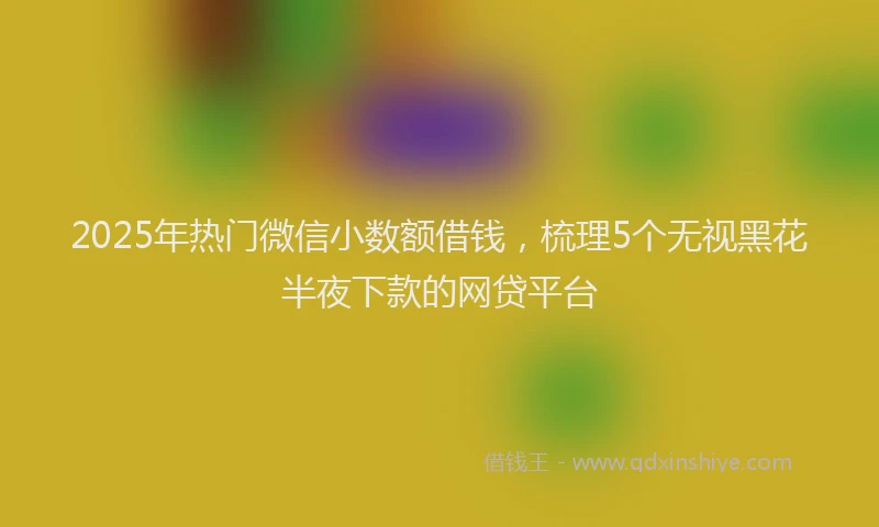 2025年热门微信小数额借钱，梳理5个无视黑花半夜下款的网贷平台