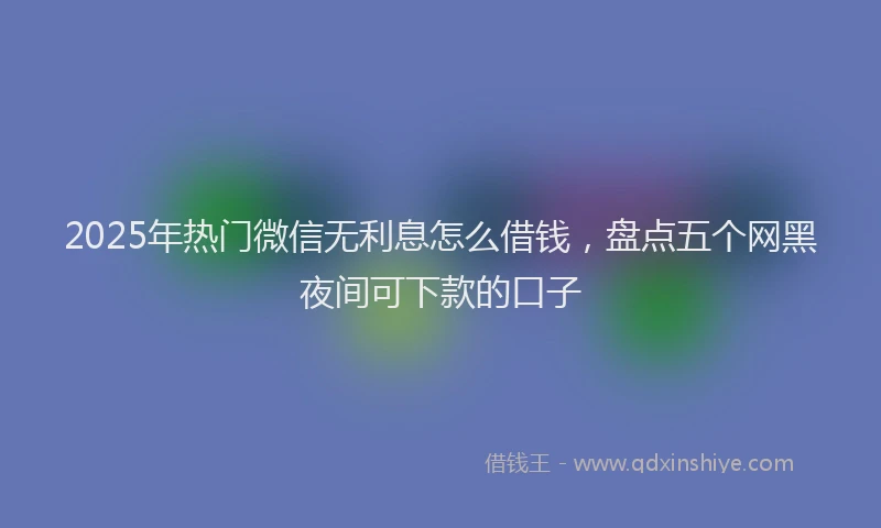 2025年热门微信无利息怎么借钱，盘点五个网黑夜间可下款的口子