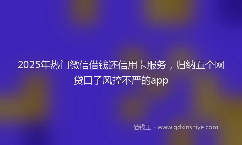 2025年热门微信借钱还信用卡服务，归纳五个网贷口子风控不严的app