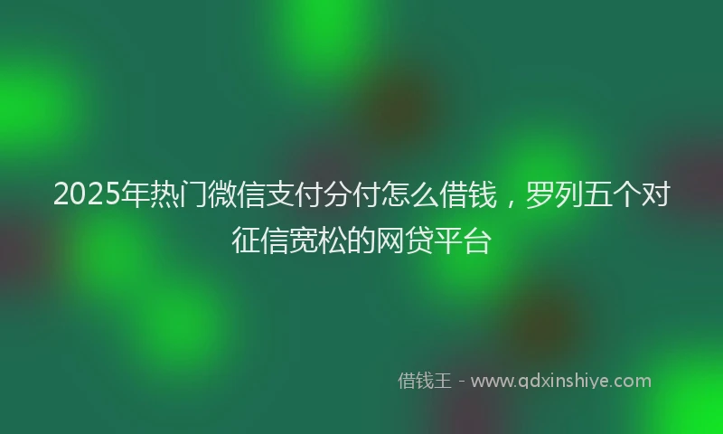 2025年热门微信支付分付怎么借钱，罗列五个对征信宽松的网贷平台