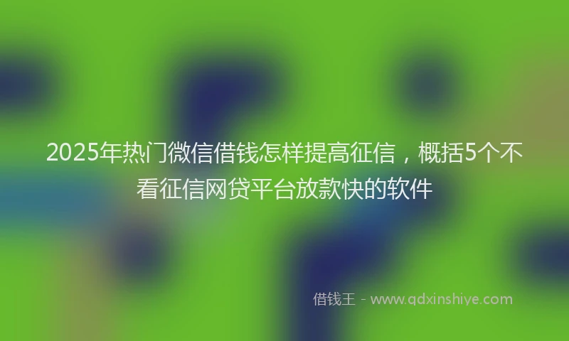2025年热门微信借钱怎样提高征信，概括5个不看征信网贷平台放款快的软件