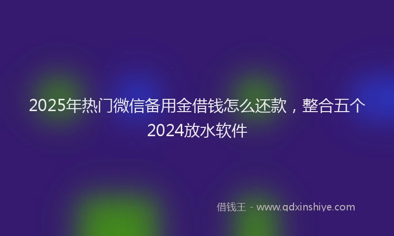 2025年热门微信备用金借钱怎么还款，整合五个2024放水软件