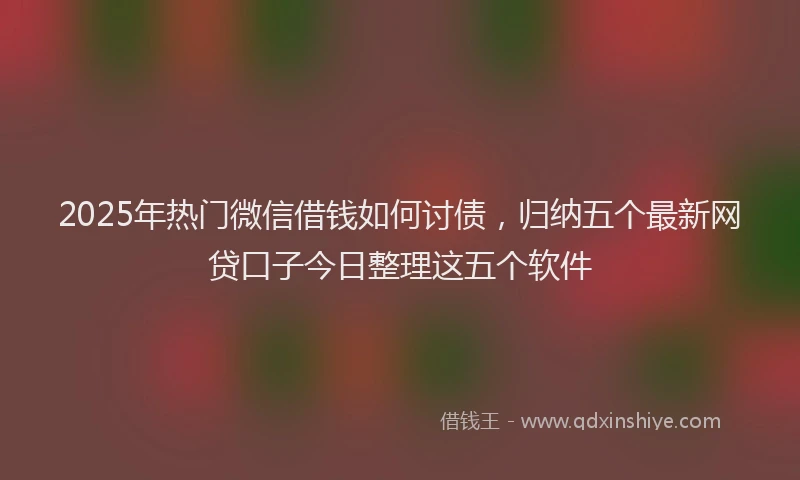 2025年热门微信借钱如何讨债，归纳五个最新网贷口子今日整理这五个软件