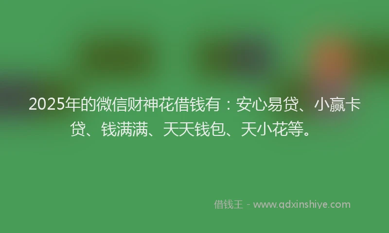 2025年的微信财神花借钱有：安心易贷、小赢卡贷、钱满满、天天钱包、天小花等。