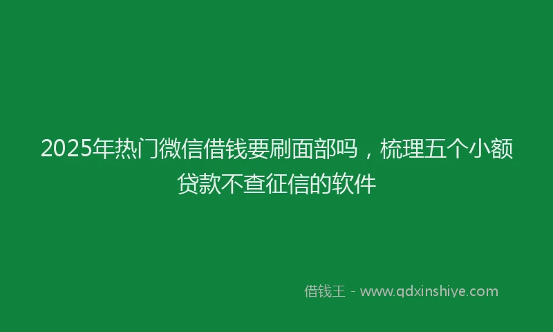2025年热门微信借钱要刷面部吗，梳理五个小额贷款不查征信的软件