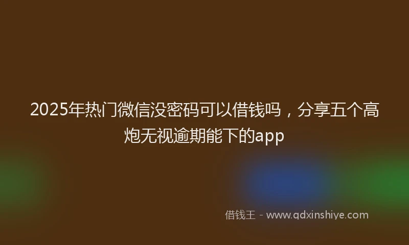 2025年热门微信没密码可以借钱吗，分享五个高炮无视逾期能下的app