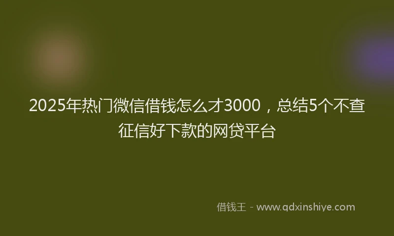 2025年热门微信借钱怎么才3000，总结5个不查征信好下款的网贷平台