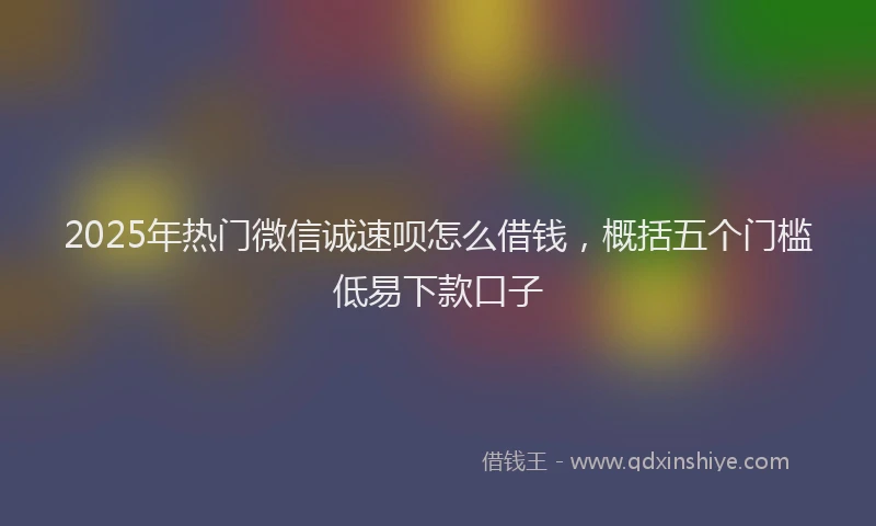 2025年热门微信诚速呗怎么借钱，概括五个门槛低易下款口子