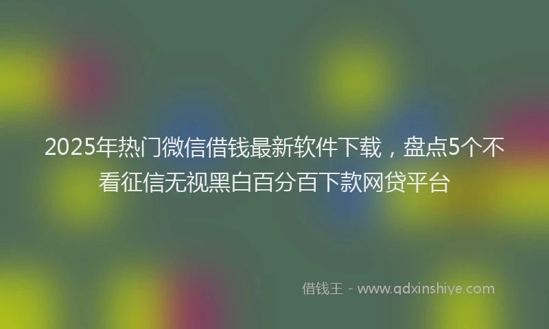 2025年热门微信借钱最新软件下载，盘点5个不看征信无视黑白百分百下款网贷平台