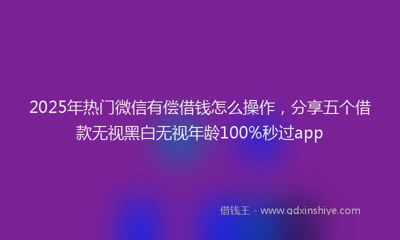 2025年热门微信有偿借钱怎么操作，分享五个借款无视黑白无视年龄100%秒过app