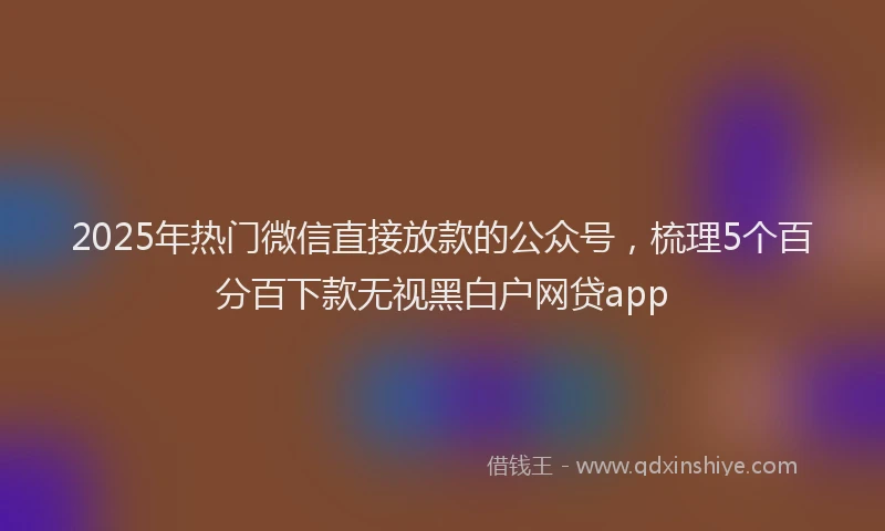 2025年热门微信直接放款的公众号，梳理5个百分百下款无视黑白户网贷app