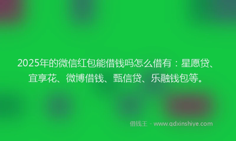 2025年的微信红包能借钱吗怎么借有：星愿贷、宜享花、微博借钱、甄信贷、乐融钱包等。