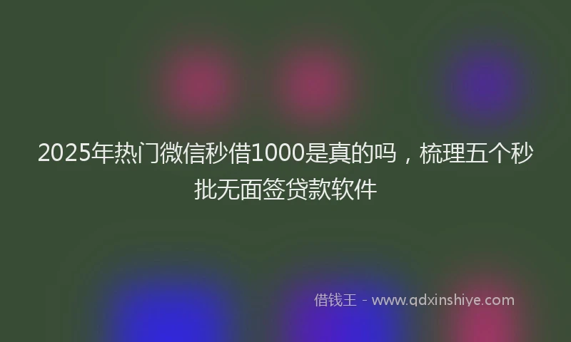 2025年热门微信秒借1000是真的吗，梳理五个秒批无面签贷款软件