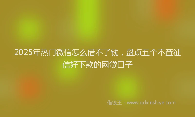 2025年热门微信怎么借不了钱，盘点五个不查征信好下款的网贷口子