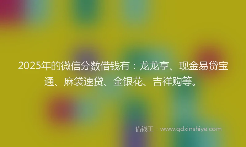2025年的微信分数借钱有：龙龙享、现金易贷宝通、麻袋速贷、金银花、吉祥购等。