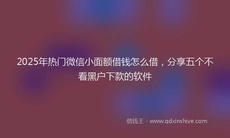 2025年热门微信小面额借钱怎么借，分享五个不看黑户下款的软件