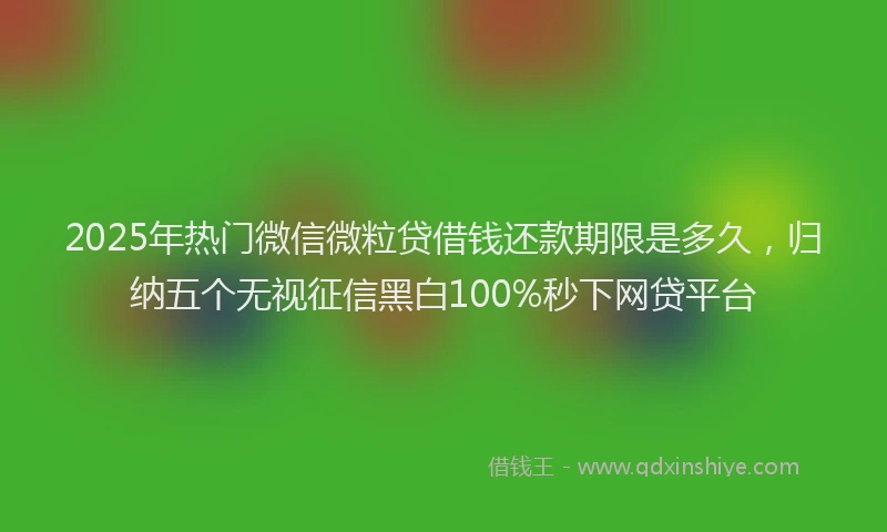 2025年热门微信微粒贷借钱还款期限是多久，归纳五个无视征信黑白100%秒下网贷平台